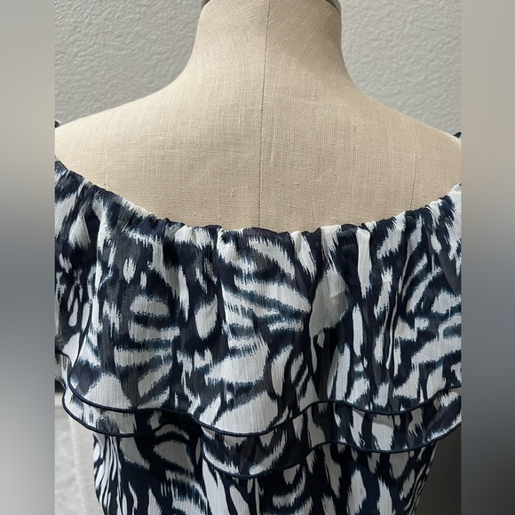 aDressing Woman Full Length Maxi Dress White/Navy Blue Size 10 - Picture 6 of 10